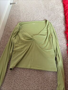 Long Sleeve Twist Front Top - Light Olive